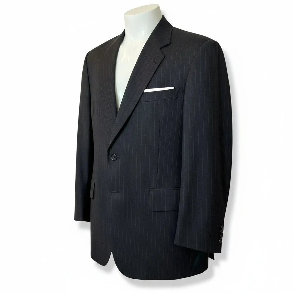 Robert Kent Wool Blazer 100%‎ Wool | 2-Button Pinstripe Suit Jacket 29x27